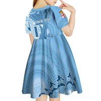 Fiji Rugby Personalised Bula Masi Kid Short Sleeve Dress Fish Tail Kaivity Cibi - Turquoise LT7 - Polynesian Pride