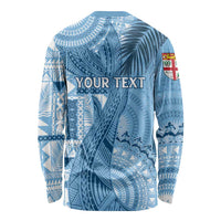 Fiji Rugby Personalised Bula Masi Long Sleeve Shirt Fish Tail Kaivity Cibi - Turquoise LT7 - Polynesian Pride