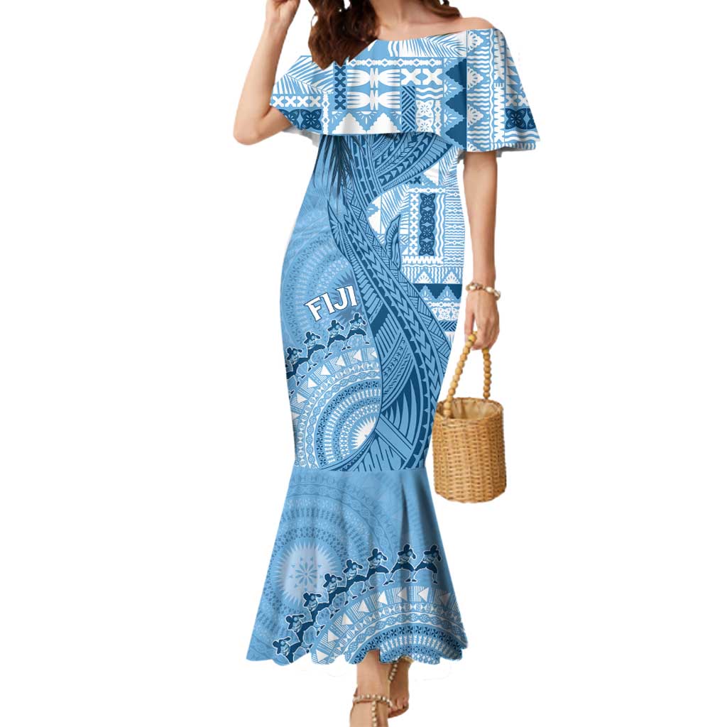 Fiji Rugby Personalised Bula Masi Mermaid Dress Fish Tail Kaivity Cibi - Turquoise LT7 Women Turquoise - Polynesian Pride