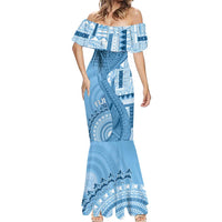 Fiji Rugby Personalised Bula Masi Mermaid Dress Fish Tail Kaivity Cibi - Turquoise LT7 - Polynesian Pride