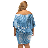 Fiji Rugby Personalised Bula Masi Off Shoulder Short Dress Fish Tail Kaivity Cibi - Turquoise LT7 - Polynesian Pride