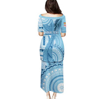 Fiji Rugby Personalised Bula Masi Puletasi Fish Tail Kaivity Cibi - Turquoise LT7 - Polynesian Pride