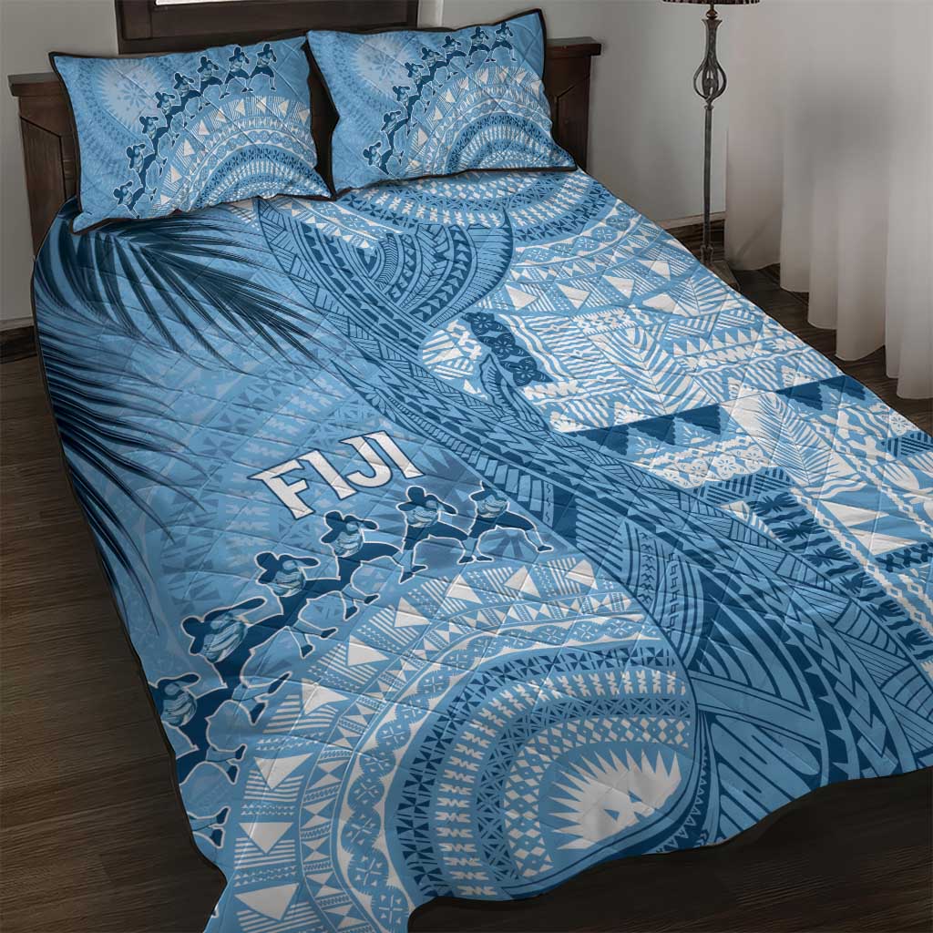 Fiji Rugby Bula Masi Quilt Bed Set Fish Tail Kaivity Cibi - Turquoise LT7 Turquoise - Polynesian Pride