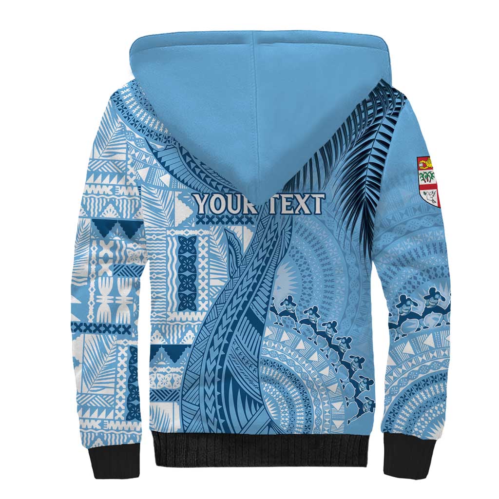 Fiji Rugby Personalised Bula Masi Sherpa Hoodie Fish Tail Kaivity Cibi - Turquoise LT7 - Polynesian Pride