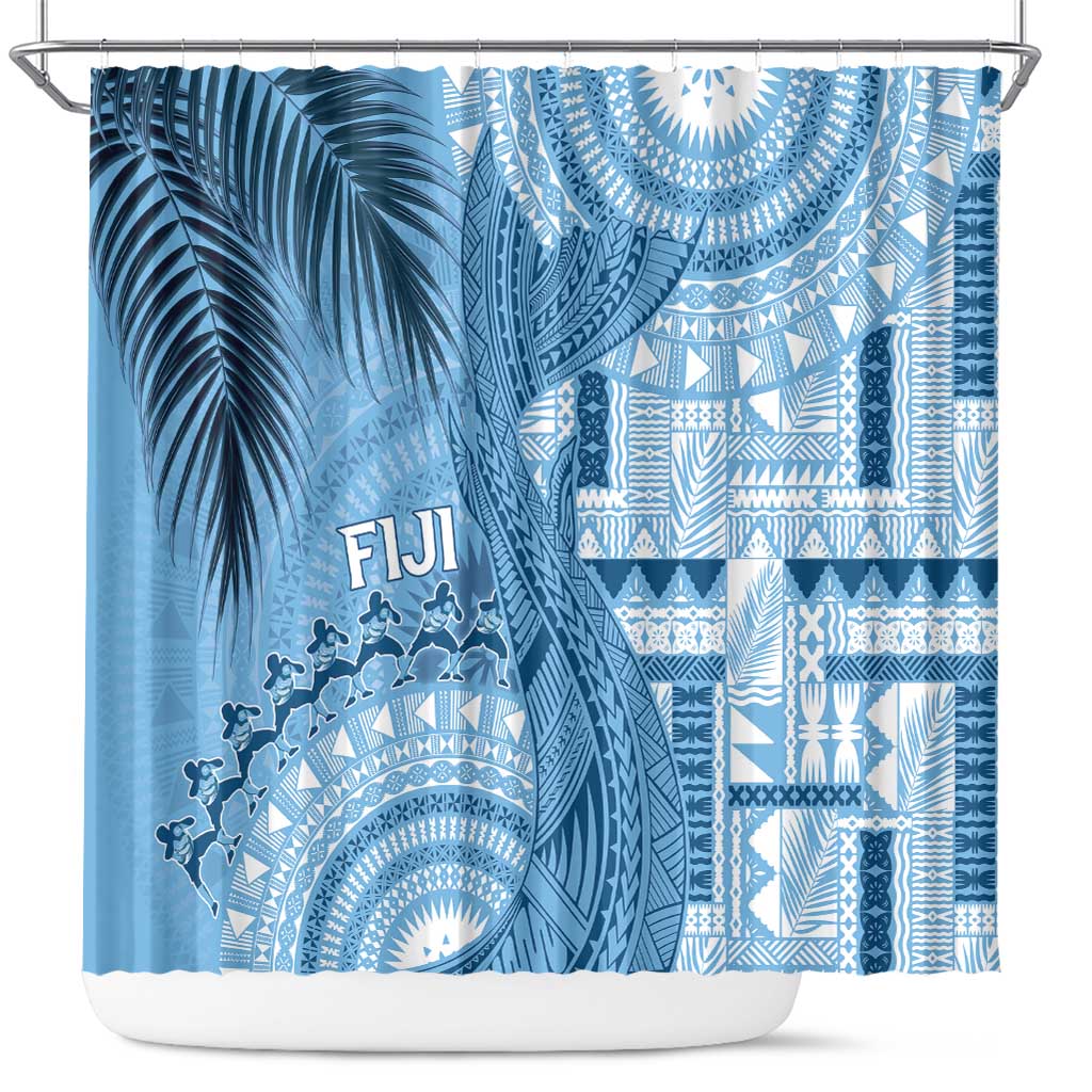 Fiji Rugby Bula Masi Shower Curtain Fish Tail Kaivity Cibi - Turquoise LT7 Turquoise - Polynesian Pride