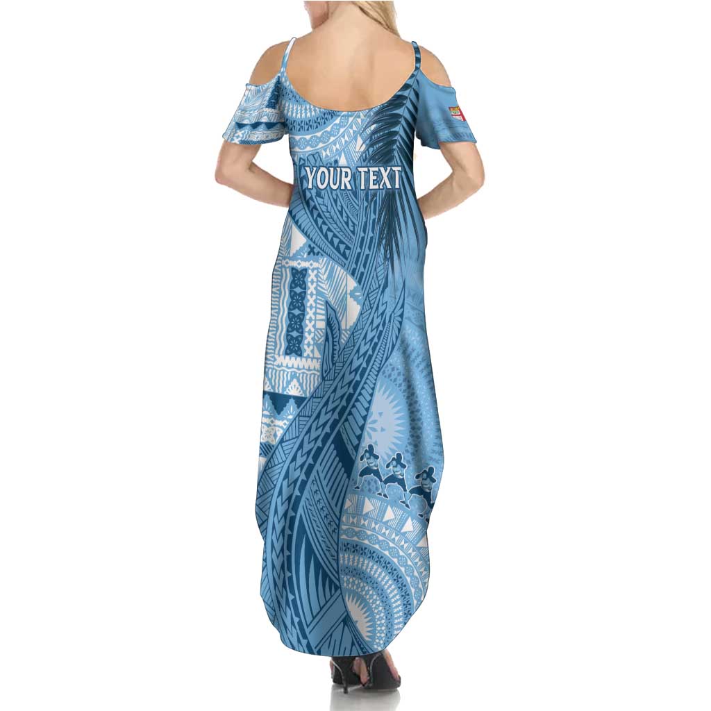 Fiji Rugby Personalised Bula Masi Summer Maxi Dress Fish Tail Kaivity Cibi - Turquoise LT7 - Polynesian Pride