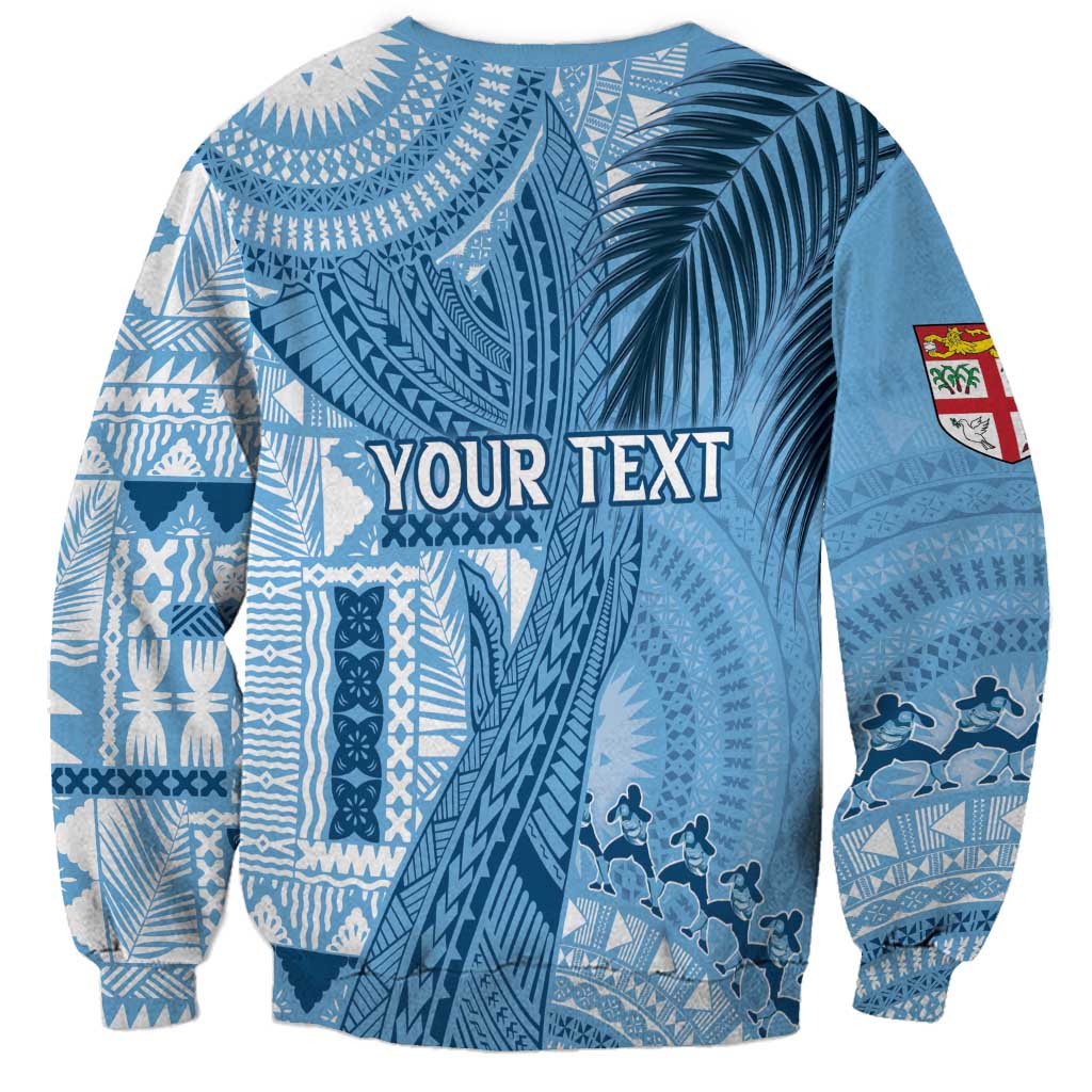 Fiji Rugby Personalised Bula Masi Sweatshirt Fish Tail Kaivity Cibi - Turquoise LT7 - Polynesian Pride