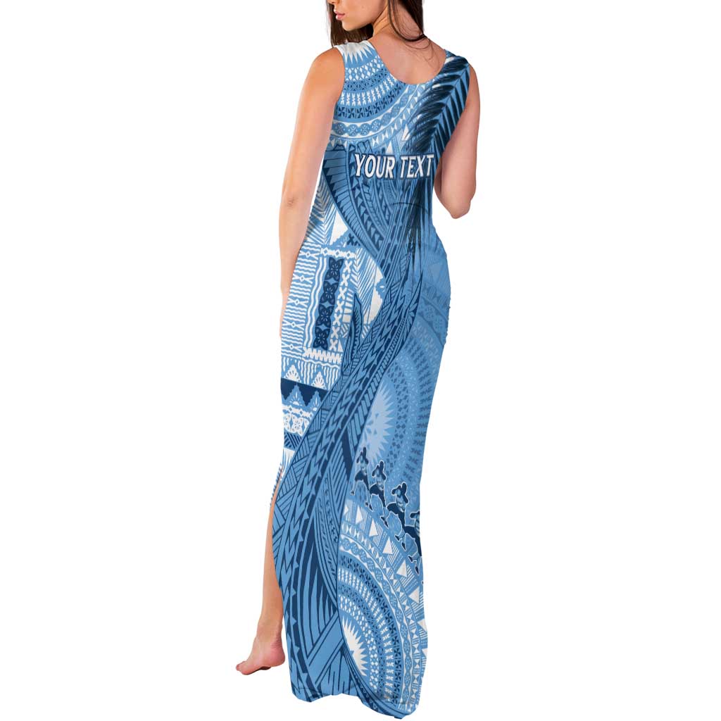 Fiji Rugby Personalised Bula Masi Tank Maxi Dress Fish Tail Kaivity Cibi - Turquoise LT7 - Polynesian Pride