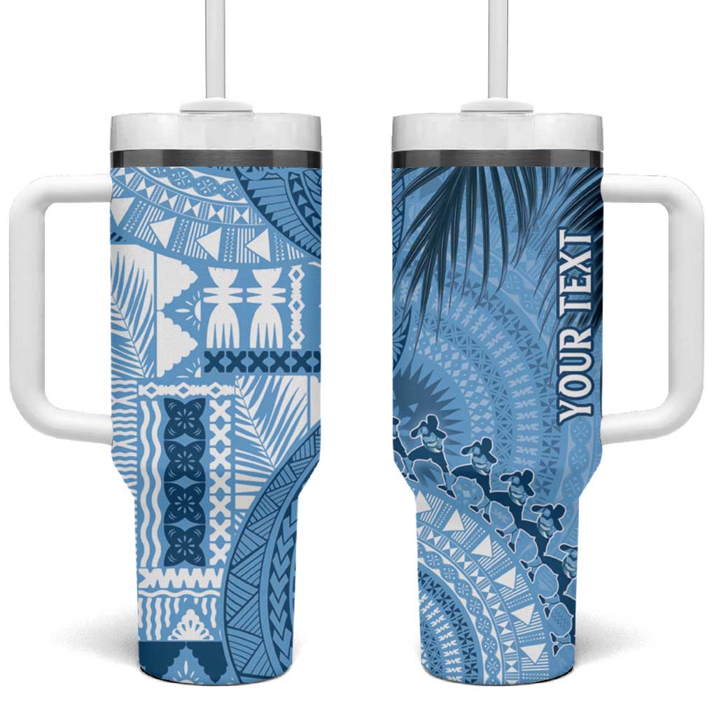 Fiji Rugby Personalised Bula Masi Tumbler With Handle Fish Tail Kaivity Cibi - Turquoise LT7 One Size: 40 oz Turquoise - Polynesian Pride