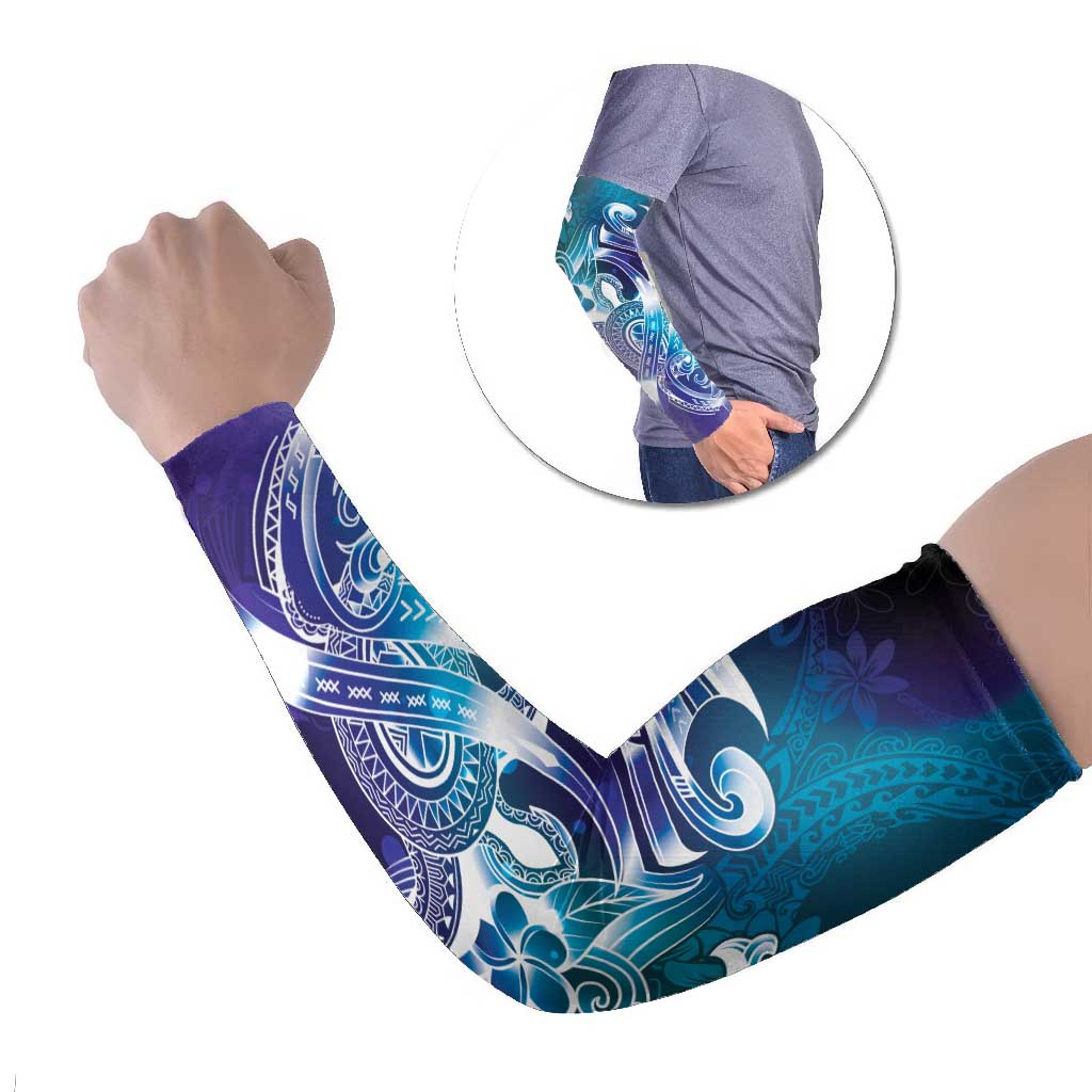 Aloha Hawaii Turtle Arm Sleeves Teal Purple Ribbon LT7 Set of 2 Purple Teal - Polynesian Pride