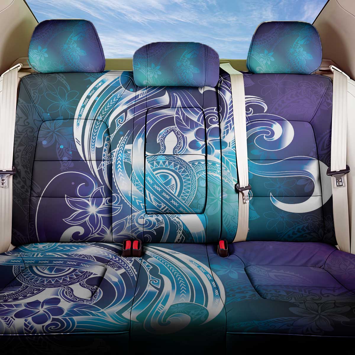 Aloha Hawaii Turtle Back Car Seat Cover Teal Purple Ribbon LT7 One Size Purple Teal - Polynesian Pride