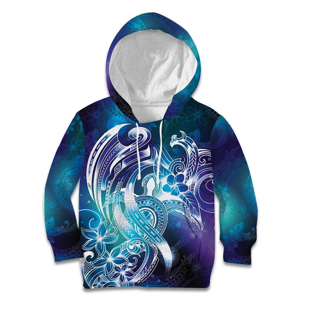 Aloha Hawaii Turtle Kid Hoodie Teal Purple Ribbon LT7 Hoodie Purple Teal - Polynesian Pride