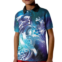 Aloha Hawaii Turtle Kid Polo Shirt Teal Purple Ribbon LT7 Kid Purple Teal - Polynesian Pride