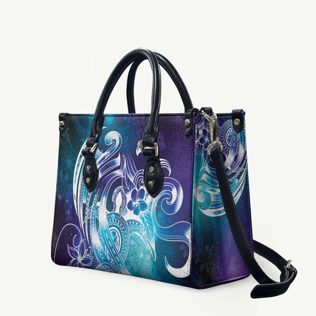 Aloha Hawaii Turtle Leather Bag Teal Purple Ribbon LT7 Purple Teal - Polynesian Pride