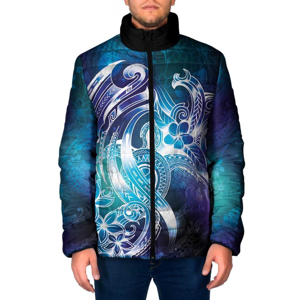 Aloha Hawaii Turtle Padded Jacket Teal Purple Ribbon LT7 Men Purple Teal - Polynesian Pride