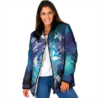 Aloha Hawaii Turtle Padded Jacket Teal Purple Ribbon LT7 Women Purple Teal - Polynesian Pride