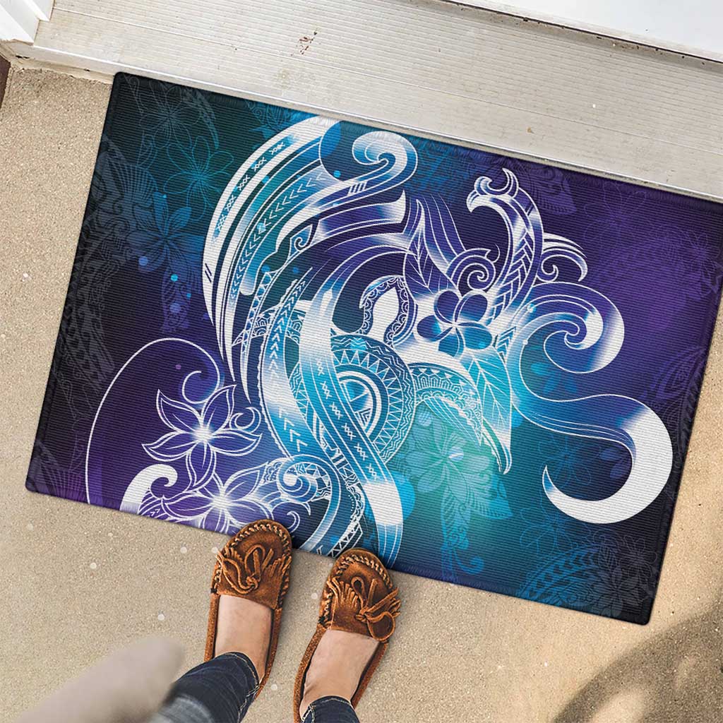 Aloha Hawaii Turtle Rubber Doormat Teal Purple Ribbon LT7 - Polynesian Pride