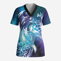 Aloha Hawaii Turtle Scrub Top Teal Purple Ribbon LT7 Adult Purple Teal - Polynesian Pride