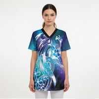 Aloha Hawaii Turtle Scrub Top Teal Purple Ribbon LT7 - Polynesian Pride