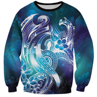 Aloha Hawaii Turtle Sweatshirt Teal Purple Ribbon LT7 Unisex Purple Teal - Polynesian Pride
