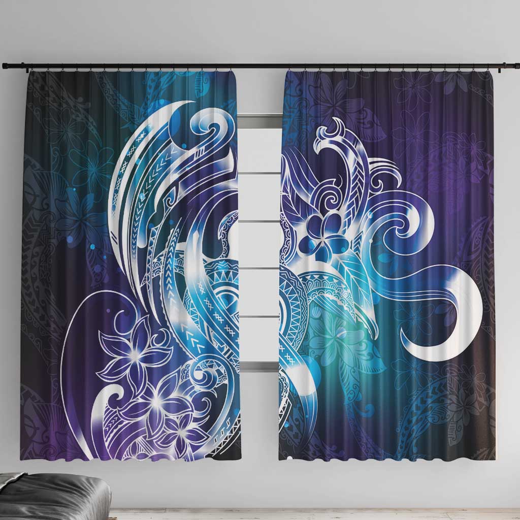Aloha Hawaii Turtle Window Curtain Teal Purple Ribbon LT7 With Hooks Purple Teal - Polynesian Pride
