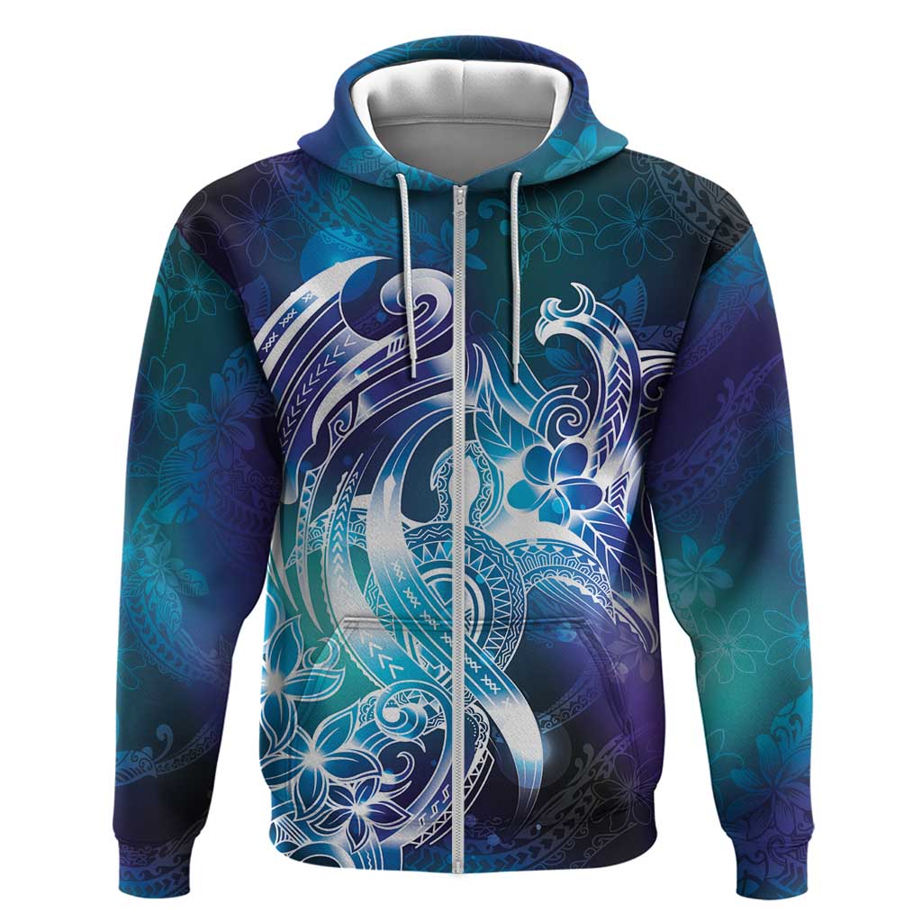 Aloha Hawaii Turtle Zip Hoodie Teal Purple Ribbon LT7 Zip Hoodie Purple Teal - Polynesian Pride