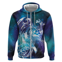 Aloha Hawaii Turtle Zip Hoodie Teal Purple Ribbon LT7 Zip Hoodie Purple Teal - Polynesian Pride