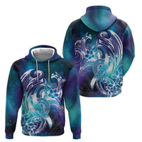 Aloha Hawaii Turtle Zip Hoodie Teal Purple Ribbon LT7 - Polynesian Pride