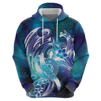 Aloha Hawaii Turtle Zip Hoodie Teal Purple Ribbon LT7 - Polynesian Pride
