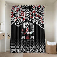 Kia Kaha Te Reo Maori Bathroom Set 50 Years Mo Ake Tonu Te Reo LT7 Shower Curtain Only Black - Polynesian Pride