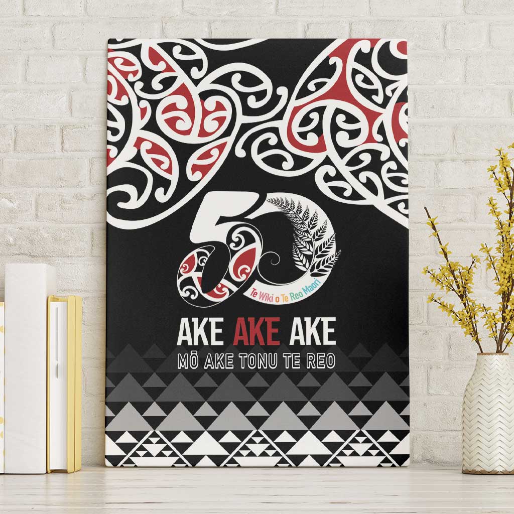 Kia Kaha Te Reo Maori Canvas Wall Art 50 Years Mo Ake Tonu Te Reo LT7 Without Frame Black - Polynesian Pride