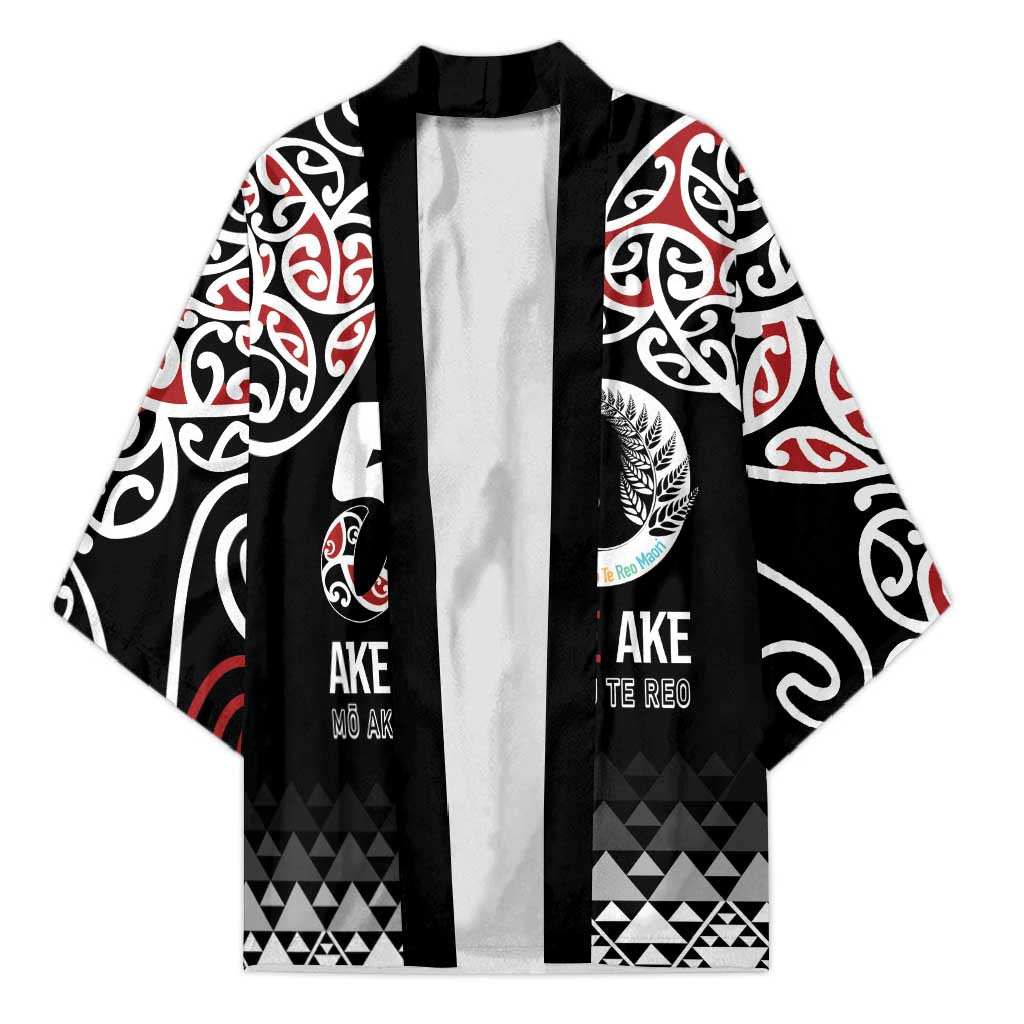 Kia Kaha Te Reo Maori Kimono 50 Years Mo Ake Tonu Te Reo LT7 Unisex Black - Polynesian Pride
