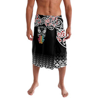 Kia Kaha Te Reo Maori Lavalava 50 Years Mo Ake Tonu Te Reo LT7 Black - Polynesian Pride