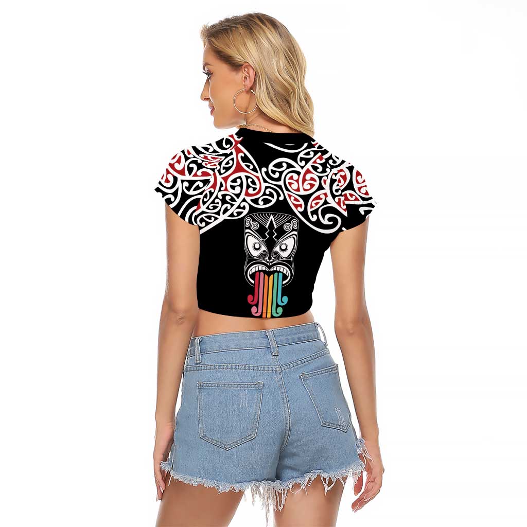 Kia Kaha Te Reo Maori Raglan Cropped T Shirt 50 Years Mo Ake Tonu Te Reo LT7 - Polynesian Pride