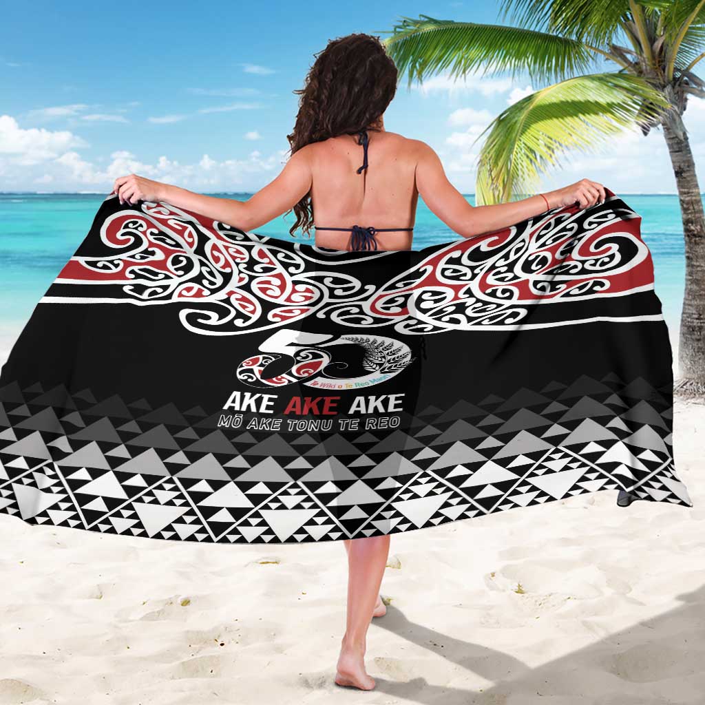 Kia Kaha Te Reo Maori Sarong 50 Years Mo Ake Tonu Te Reo LT7 - Polynesian Pride
