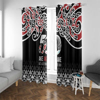 Kia Kaha Te Reo Maori Window Curtain 50 Years Mo Ake Tonu Te Reo LT7 With Grommets Black - Polynesian Pride