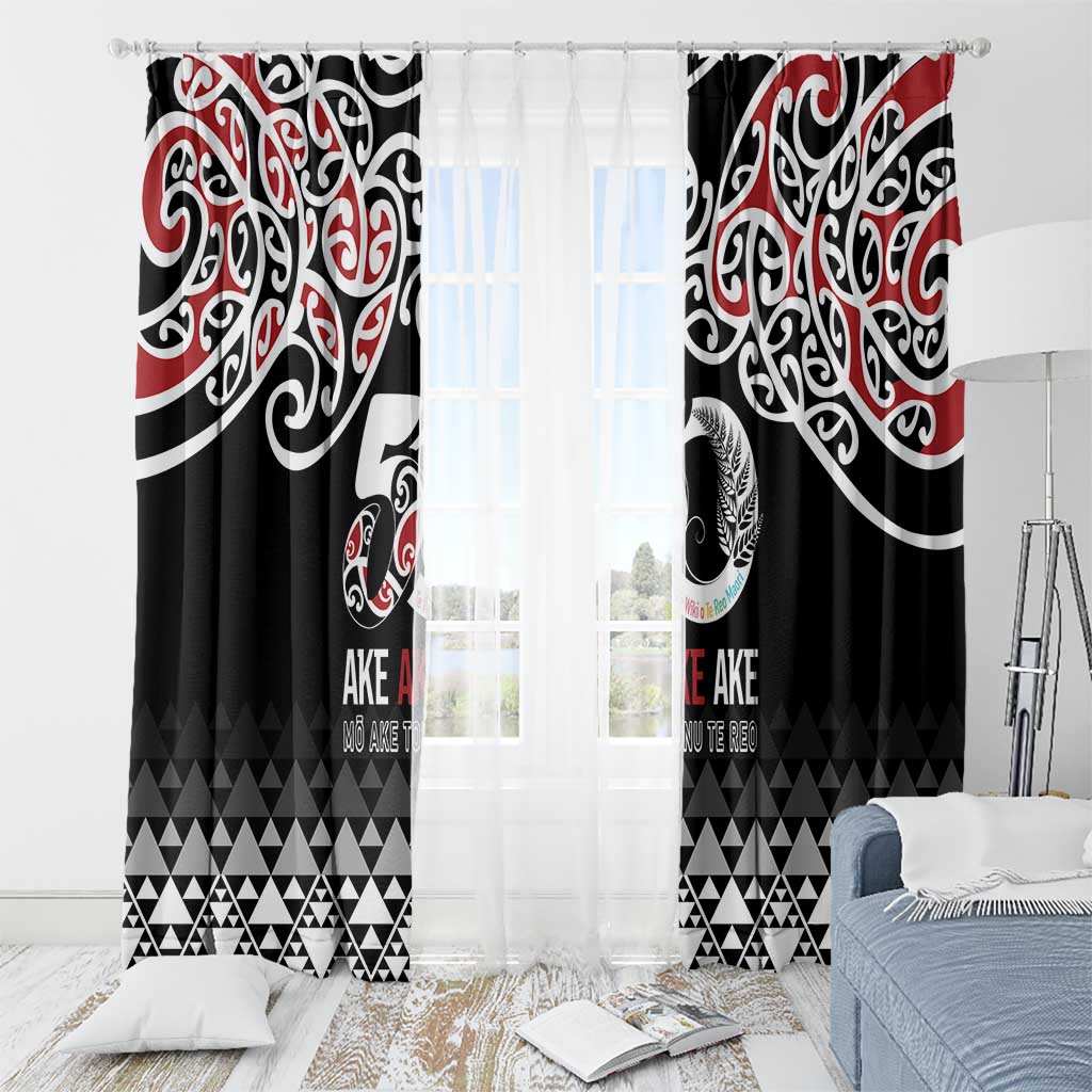 Kia Kaha Te Reo Maori Window Curtain 50 Years Mo Ake Tonu Te Reo LT7 - Polynesian Pride