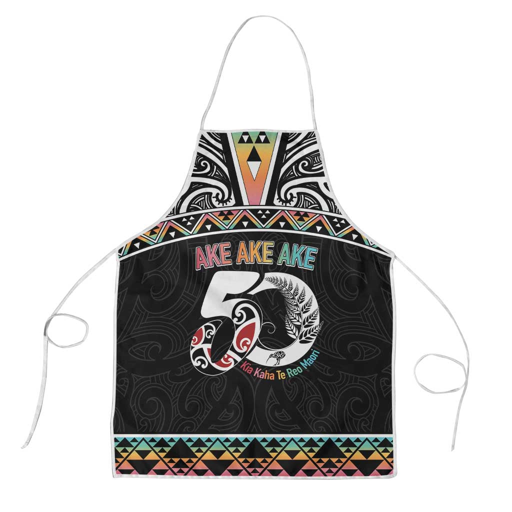 50 Years Kia Kaha Te Reo Maori Apron Ake Ake Ake! LT7 White - Polynesian Pride