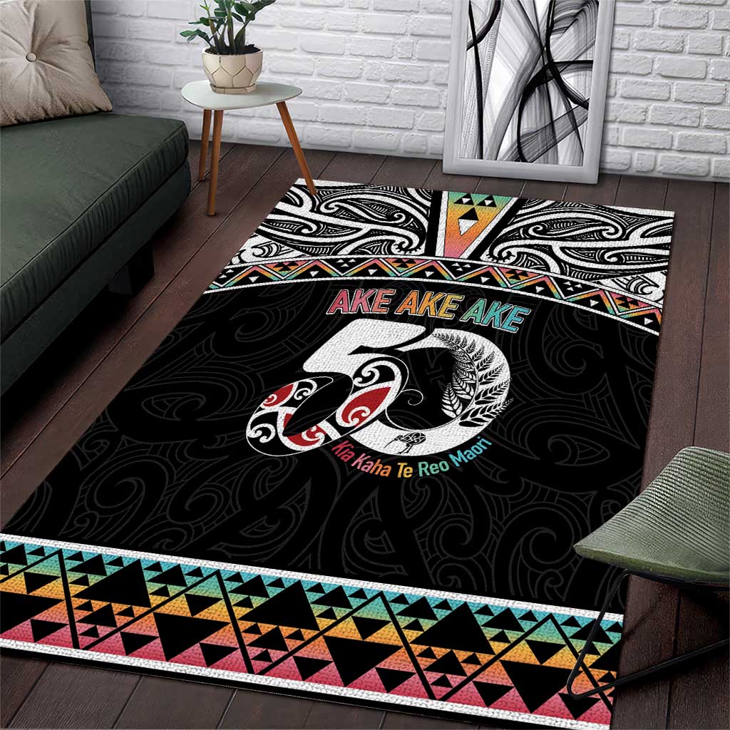 50 Years Kia Kaha Te Reo Maori Area Rug Ake Ake Ake! LT7 White - Polynesian Pride