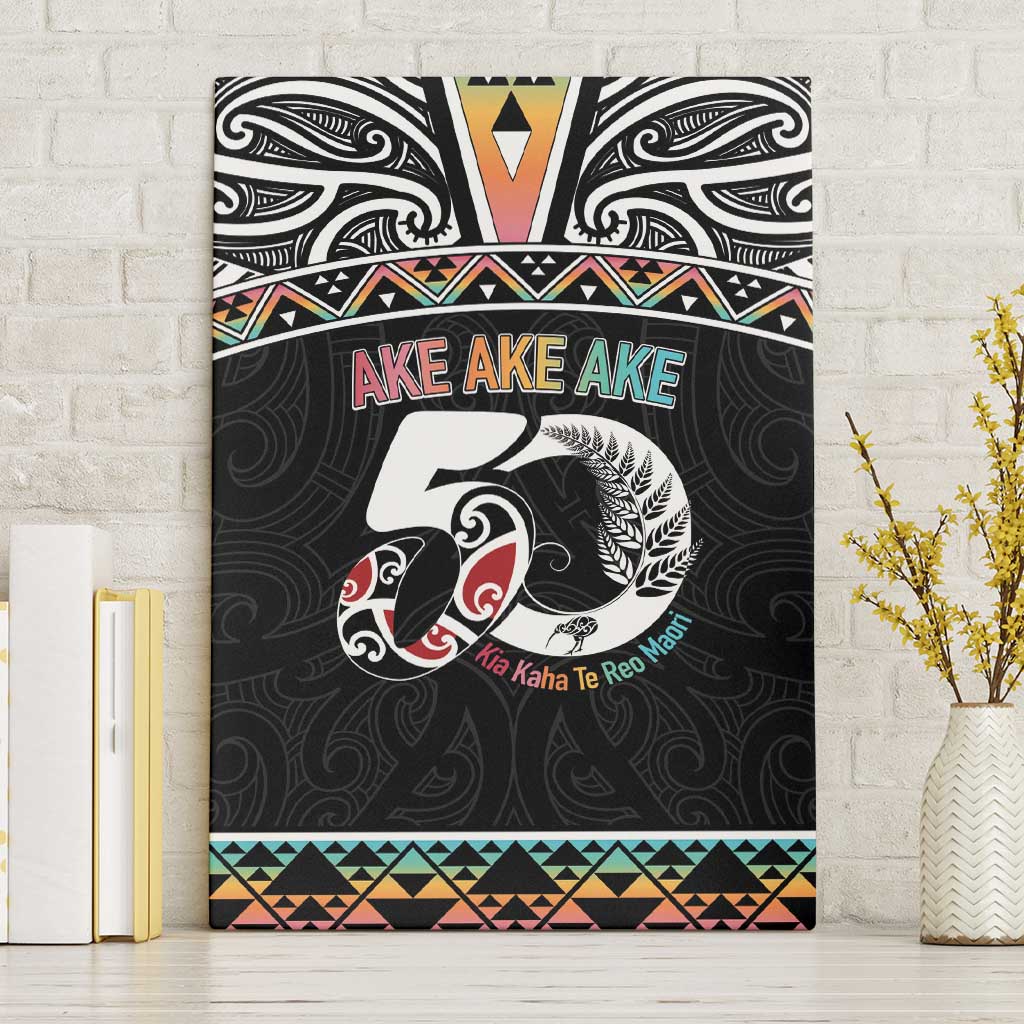 50 Years Kia Kaha Te Reo Maori Canvas Wall Art Ake Ake Ake! LT7 Without Frame White - Polynesian Pride