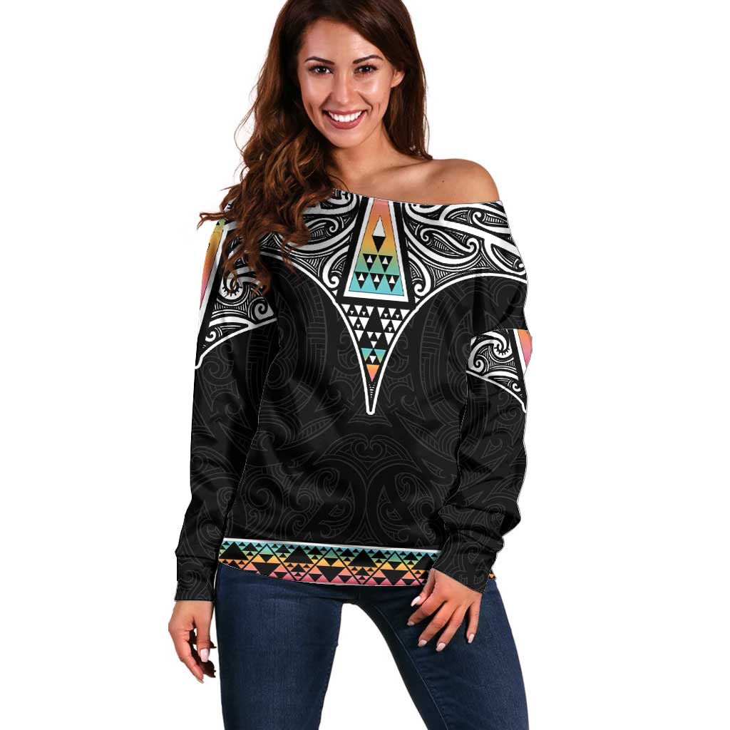 50 Years Kia Kaha Te Reo Maori Off Shoulder Sweater Ake Ake Ake! LT7 Women White - Polynesian Pride
