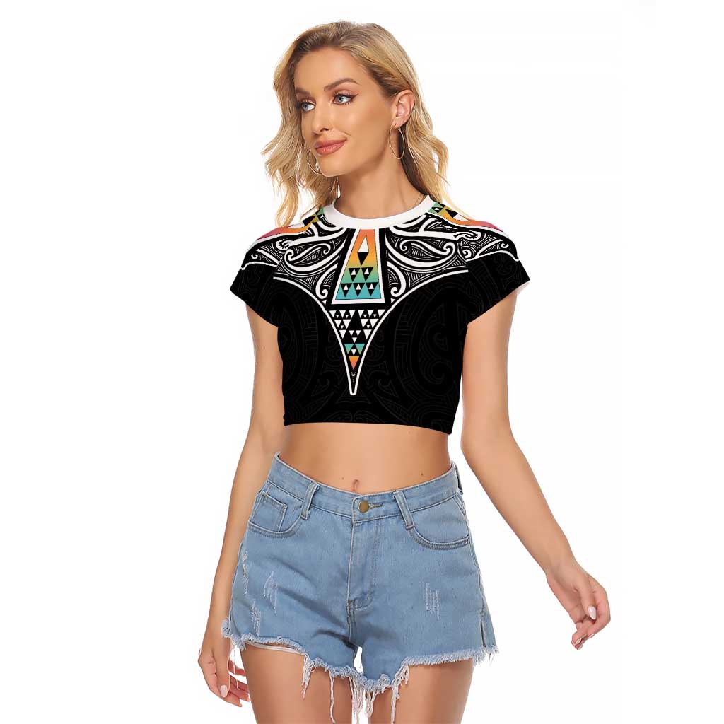50 Years Kia Kaha Te Reo Maori Raglan Cropped T Shirt Ake Ake Ake! LT7 Female White - Polynesian Pride