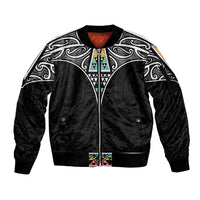 50 Years Kia Kaha Te Reo Maori Sleeve Zip Bomber Jacket Ake Ake Ake! LT7 Unisex White - Polynesian Pride