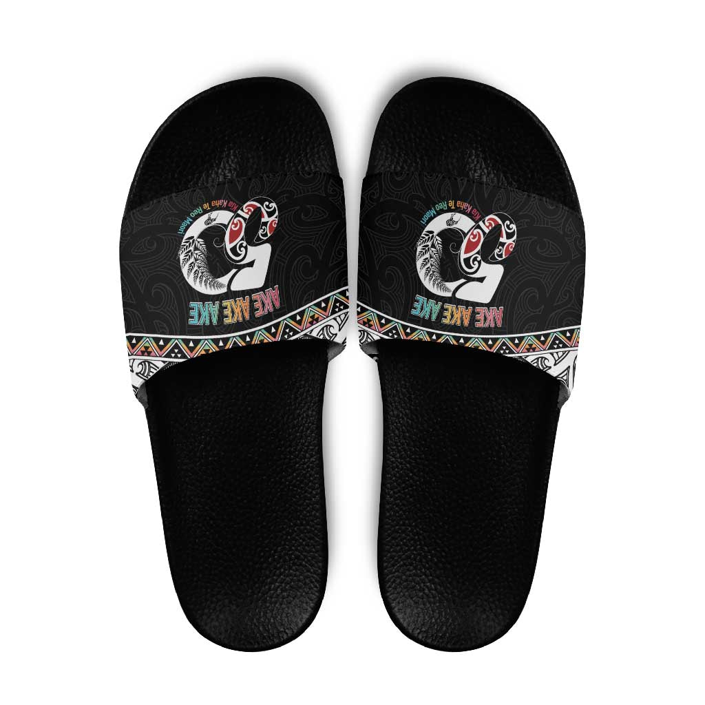 50 Years Kia Kaha Te Reo Maori Slide Sandals Ake Ake Ake! LT7 White - Polynesian Pride