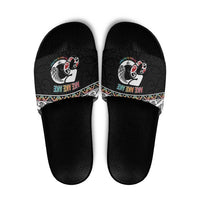 50 Years Kia Kaha Te Reo Maori Slide Sandals Ake Ake Ake! LT7 White - Polynesian Pride