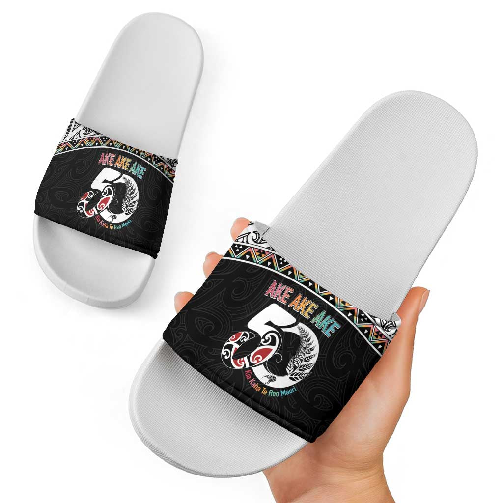 50 Years Kia Kaha Te Reo Maori Slide Sandals Ake Ake Ake! LT7 - Polynesian Pride