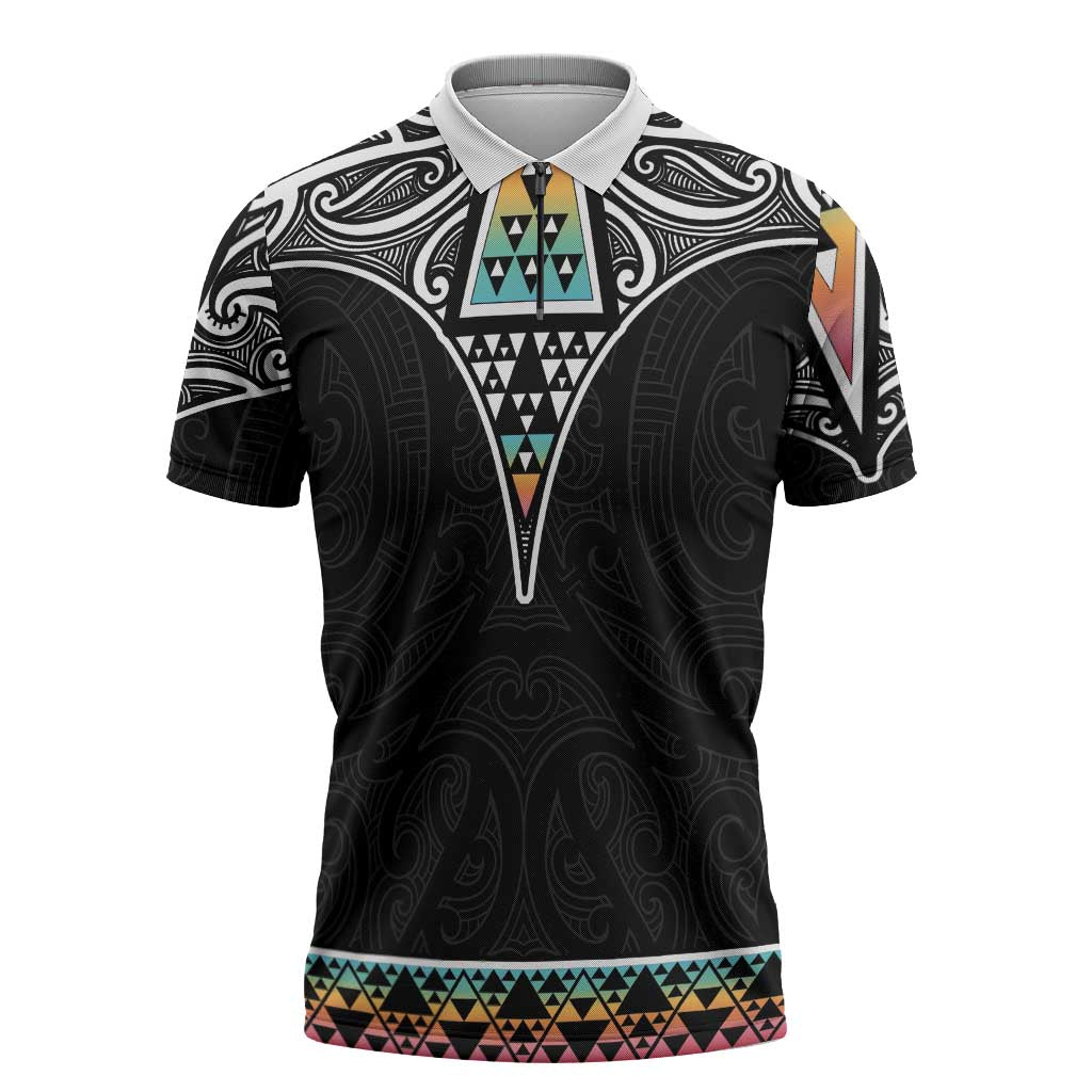 50 Years Kia Kaha Te Reo Maori Zipper Polo Shirt Ake Ake Ake! LT7 White - Polynesian Pride