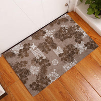 Vintage Hawaii Rubber Doormat Hibiscus Mix Hawaiian Quilt Patches - Brown LT7 Brown - Polynesian Pride