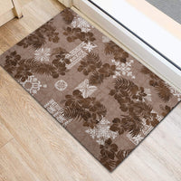 Vintage Hawaii Rubber Doormat Hibiscus Mix Hawaiian Quilt Patches - Brown LT7 - Polynesian Pride
