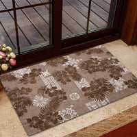 Vintage Hawaii Rubber Doormat Hibiscus Mix Hawaiian Quilt Patches - Brown LT7 - Polynesian Pride
